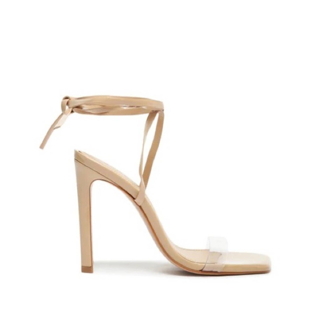 Schutz Cloe Square Toe Sandal 8.5 Light Beige NWT